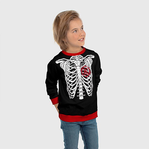 Детский свитшот Кукрыниксы: Скелет / 3D-Красный – фото 3
