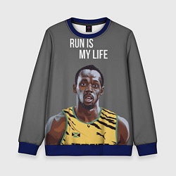 Свитшот детский Усэйн Болт, цвет: 3D-синий