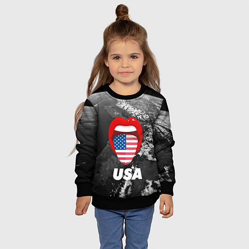 Детский свитшот USA / 3D-Черный – фото 4