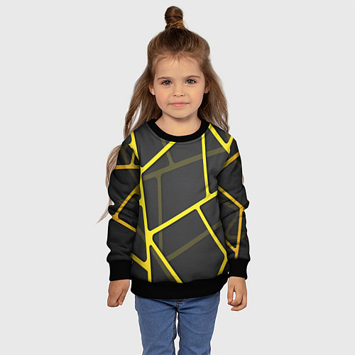 Детский свитшот Желтая сетка / 3D-Черный – фото 4