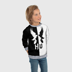 Свитшот детский HU: Black & White, цвет: 3D-меланж — фото 2