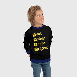 Свитшот детский Eat Sleep Mine Repeat, цвет: 3D-синий — фото 2