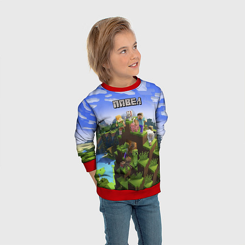 Детский свитшот Майнкрафт: Павел / 3D-Красный – фото 3