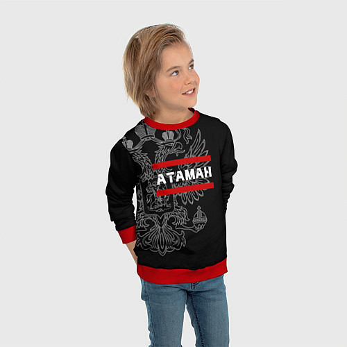 Детский свитшот Атаман: герб РФ / 3D-Красный – фото 3