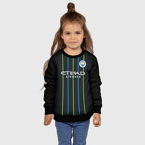 Детский свитшот FC Manchester City: Away 18/19 / 3D-Черный – фото 4