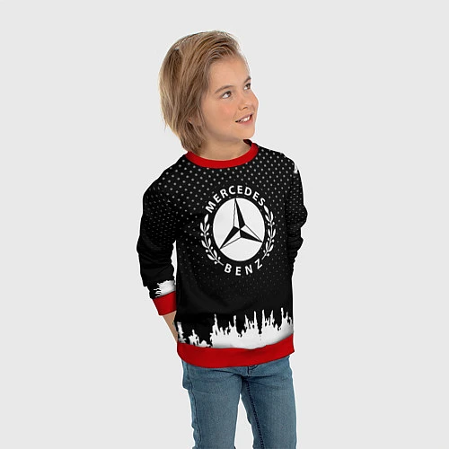 Детский свитшот Mercedes-Benz: Black Side / 3D-Красный – фото 3