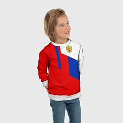 Свитшот детский Russia: Geometry Tricolor, цвет: 3D-белый — фото 2