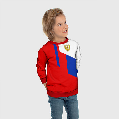 Детский свитшот Russia: Geometry Tricolor / 3D-Красный – фото 3