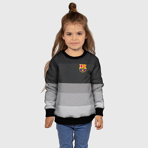 Детский свитшот ФК Барселона: Серый стиль / 3D-Черный – фото 4