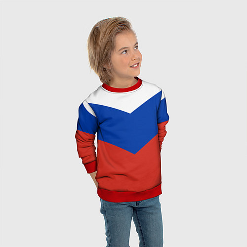 Детский свитшот Российский триколор / 3D-Красный – фото 3