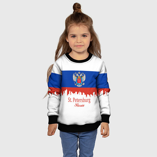 Детский свитшот St. Petersburg: Russia / 3D-Черный – фото 4