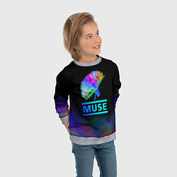 Свитшот детский Muse: Neon Flower, цвет: 3D-меланж — фото 2