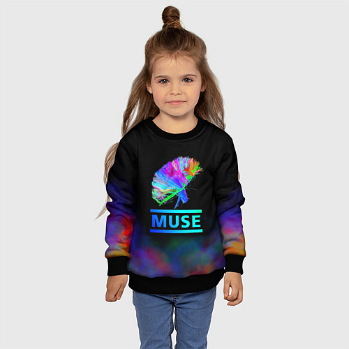 Детский свитшот Muse: Neon Flower / 3D-Черный – фото 4