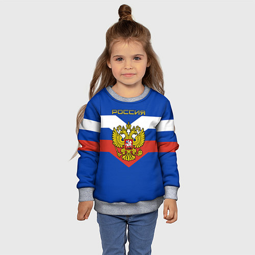 Детский свитшот Россия: Триколор / 3D-Меланж – фото 4