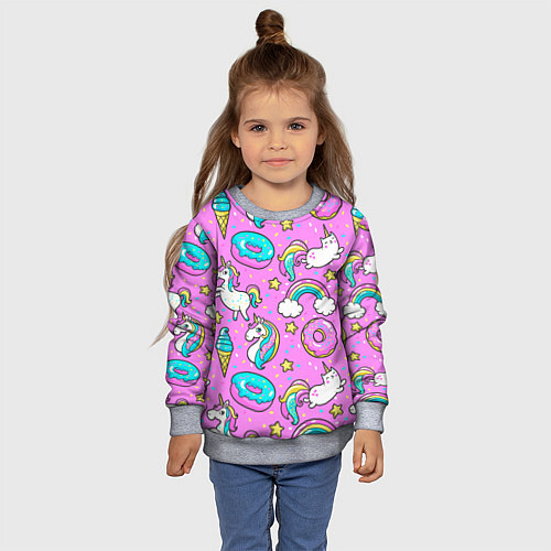 Детский свитшот Сказочные единороги / 3D-Меланж – фото 4