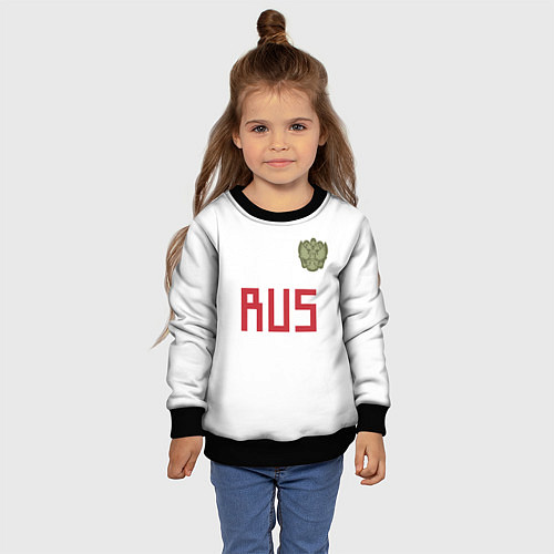 Детский свитшот Rus Team: Away WC 2018 / 3D-Черный – фото 4