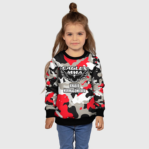 Детский свитшот Khabib Nurmagomedov: Red Camo / 3D-Черный – фото 4