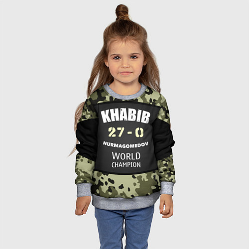 Детский свитшот Khabib: 27 - 0 / 3D-Меланж – фото 4
