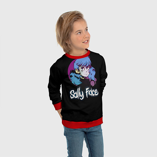 Детский свитшот Sally Face: Dead Smile / 3D-Красный – фото 3