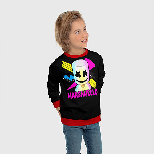 Детский свитшот Marshmello DJ / 3D-Красный – фото 3
