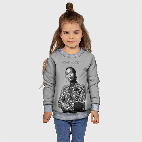 Детский свитшот ASAP Rocky: Grey Fashion / 3D-Меланж – фото 4