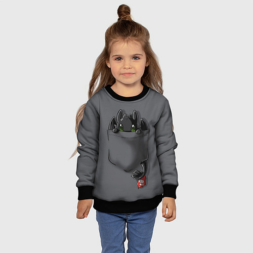Детский свитшот Фурия в кармане / 3D-Черный – фото 4