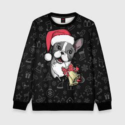 Свитшот детский Merry Christmas - french bulldog, цвет: 3D-черный