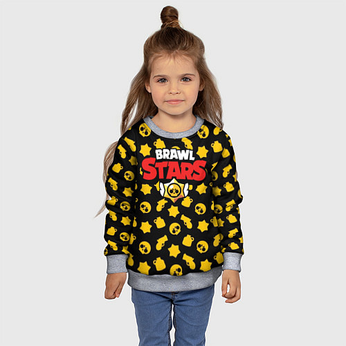 Детский свитшот Brawl Stars: Yellow Style / 3D-Меланж – фото 4