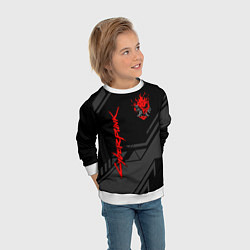 Свитшот детский Cyberpunk 2077: Grey Samurai, цвет: 3D-белый — фото 2