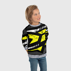 Свитшот детский Black yellow abstract sport style, цвет: 3D-меланж — фото 2