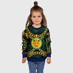 Свитшот детский Золотой леопард и цепь, цвет: 3D-синий — фото 2