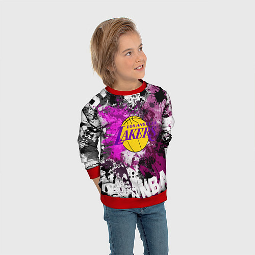 Детский свитшот Лос-Анджелес Лейкерс, Los Angeles Lakers / 3D-Красный – фото 3