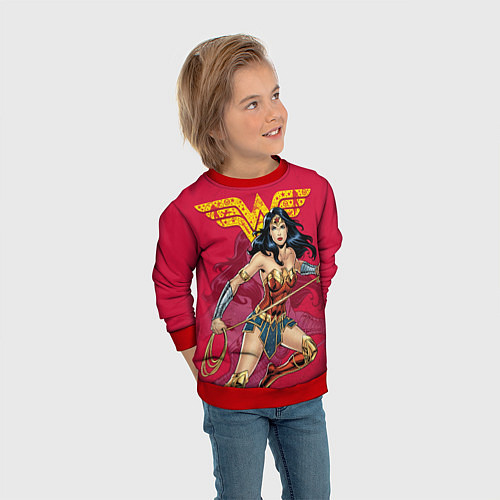 Детский свитшот Wonder Woman / 3D-Красный – фото 3
