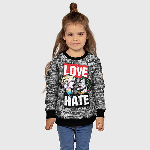 Детский свитшот Love Hate / 3D-Черный – фото 4
