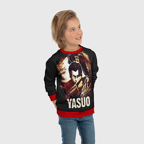 Детский свитшот Yasuo / 3D-Красный – фото 3
