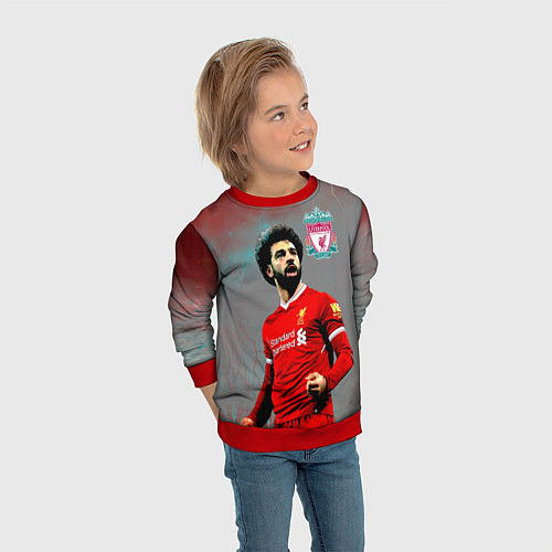 Детский свитшот Mohamed Salah / 3D-Красный – фото 3