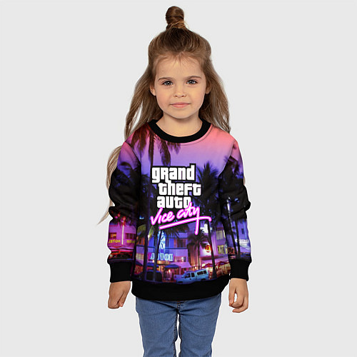 Детский свитшот Grand Theft Auto Vice City / 3D-Черный – фото 4