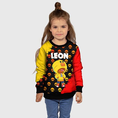 Детский свитшот Brawl Stars Leon Sally / 3D-Черный – фото 4
