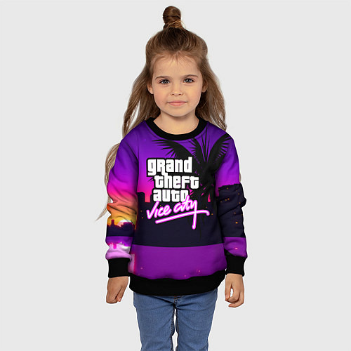 Детский свитшот GTA:VICE CITY / 3D-Черный – фото 4