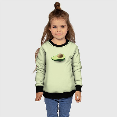 Детский свитшот Авокадо / 3D-Черный – фото 4