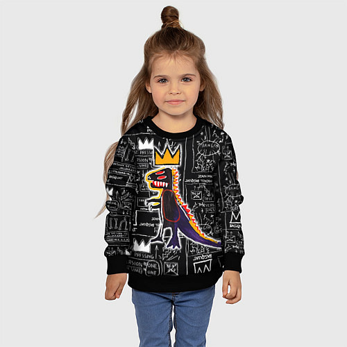 Детский свитшот Динозавр в короне от Баския / 3D-Черный – фото 4