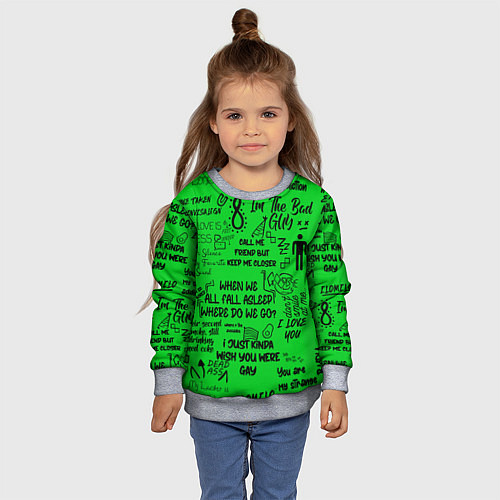 Детский свитшот GREEN BILLIE EILISH / 3D-Меланж – фото 4
