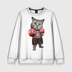 Свитшот детский Кот боксёр, цвет: 3D-белый