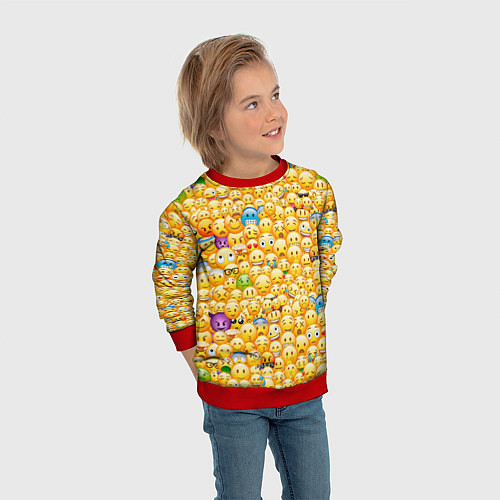 Детский свитшот Смайлики Emoji / 3D-Красный – фото 3