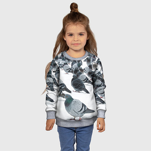 Детский свитшот Голуби / 3D-Меланж – фото 4