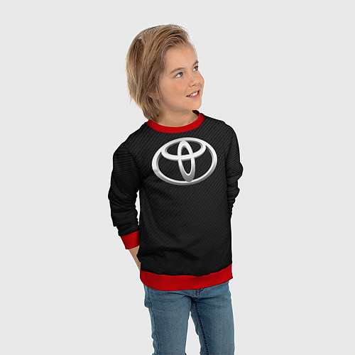 Детский свитшот Toyota carbon / 3D-Красный – фото 3