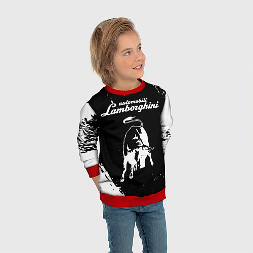 Детский свитшот Lamborghini / 3D-Красный – фото 3