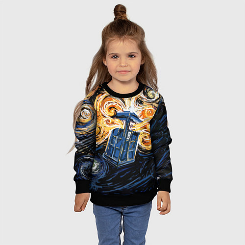 Детский свитшот Van Gogh Tardis / 3D-Черный – фото 4