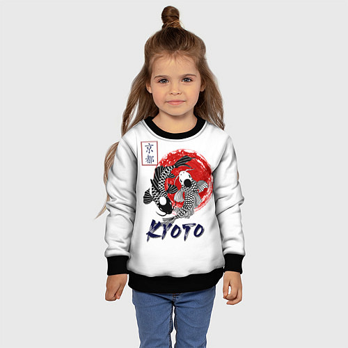 Детский свитшот Карпы Кои Киото / 3D-Черный – фото 4