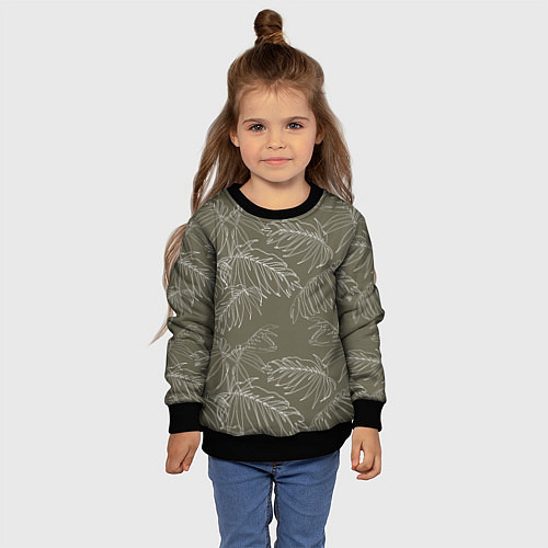 Детский свитшот Листья пальмы / 3D-Черный – фото 4